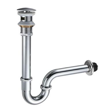 Imagem de MENATT Tampa da pia do banheiro, armadilha de garrafa em forma de U, altura ajustável, ralo de entrada deslizante de 3,5 cm, conjunto de armadilha P para ralo de resíduos de pia com transbordamento,