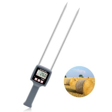 Imagem de GISNPA Medidor de umidade de feno portátil, testador preciso de umidade de feno com sondas duplas para monitorar feno, palha, grama forrageira e evitar mofo e deterioração