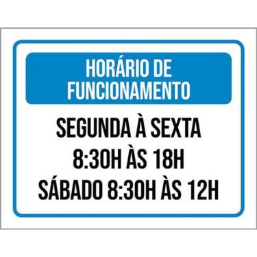 Imagem de Kit 3 Placas Horário Funcionamento Segunda Sexta Azul