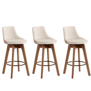 Imagem de Kit 3 Banquetas Gourmet para cozinha ou bancada Copacabana New-Linho b