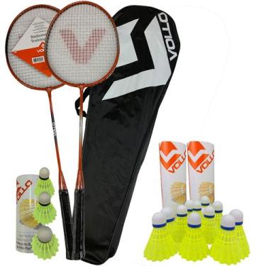 Imagem de Kit Badminton Iniciante 2 Raquetes e 3 Petecas VB002 Vollo Sports + 12