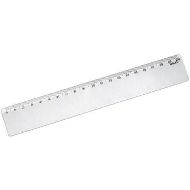 Imagem de Régua Plástica Cristal 20CM com Apoio de Dedos - Pacote com 25 Unidade