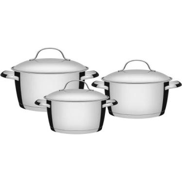 Imagem de Jogo de Panelas Tramontina Inox Fundo Triplo Allegra 3 Pç, Inox, 3 Peç