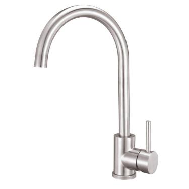 Imagem de Torneira Inox Cozinha Bancada,bica Alta Monocomando, Escovada, Linha Inox Cromada Grasc...