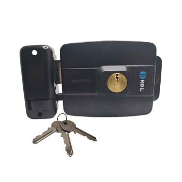 Imagem de Fechadura Eletrica HDL C90 Abertura Dentro Fixa Dupla Preta