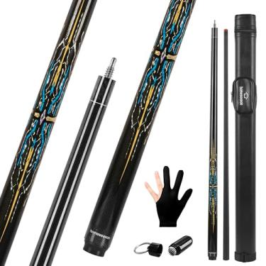 Imagem de HomeSeason Bastão de taco de bilhar de fibra de vidro 147.3 cm bastões profissionais de baixa deflexão para bilhar bastões de sinuca 552 g com bolsa de couro, junta de 3/8 x 8 pinos e 4 camadas de