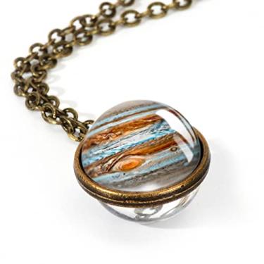 Imagem de Colar com pingente de galáxia, nebulosa, dupla face, espaço sideral, planeta, colar para mulheres, homens, globo terrestre, universo, joias, presentes de Natal, Metal Vidro