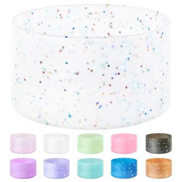 Imagem de Vmini Capa protetora para garrafas, silicone, glitter, compatível com Stanley Tumbler 591 ml–1,18 L, garrafa de água Hydro Flask 355 ml–710 ml, com fundo de 7,1–7,5 cm, base antiderrapante, brilhante