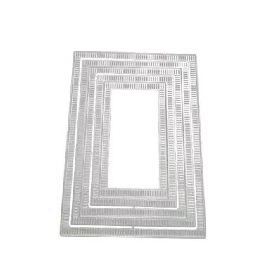 Imagem de Um conjunto de moldes de corte de metal com borda retangular prateada para fazer cartões faça você mesmo, papel em relevo, álbum de fotos, carimbos, modelos de artesanato, estênceis de molde fortes e