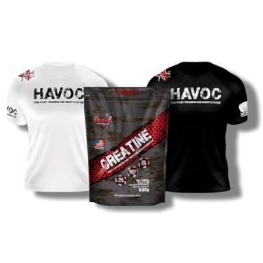 Imagem de Combo Bruthal Creatina 100% Pura 500g Pouch + Camiseta Havoc Preta E Branca (G)