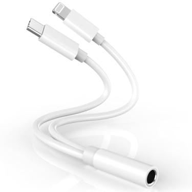 Imagem de Smilebridge Adaptador 2 em 1 Lightning/USB C para Fone de Ouvido de 3,5 mm, Certificado Apple MFi, Compatível com iPhone 16/15/14/13/12/11 Series e Mais, Chip MFi, Qualidade de Som Hi-Fi