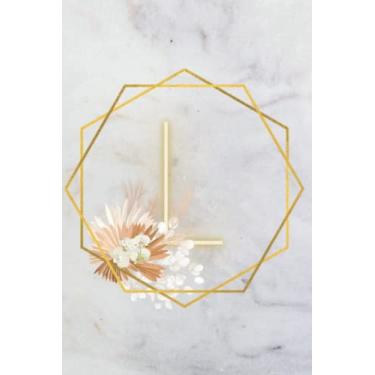 Imagem de Notebook: White Marble Gold trim Monogram Initial Letter L: White Marble and Gold Floral Notebook Journal for Women, Girls, boys, work and School