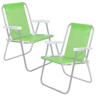 Imagem de Cadeira de Praia Alta Sannet Alumínio com 2 Unidades Verde BEL