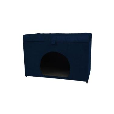 Imagem de Puff baú pet casa p/ cachorros e gatos em suede - azul marinho - NEGRO