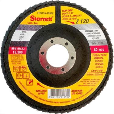 Imagem de Disco Flap Starrett 4.1/2'' X 7/8''- Grao 120