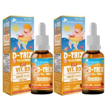 Imagem de 2x D-trix Vitamina D3 Em Gotas 30ml 10mcg Sabor Morango - Flora Nativa