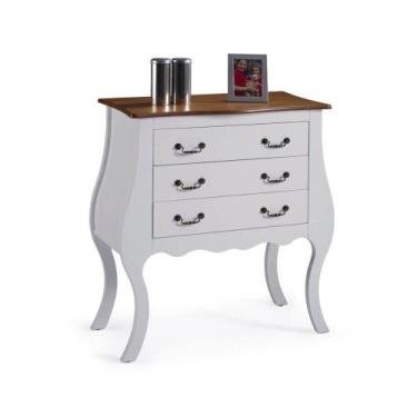 Imagem de Cômoda Bombê Alta 1023 Linz Móveis com 3 Gavetas Laca Branca/Imbuia Gl