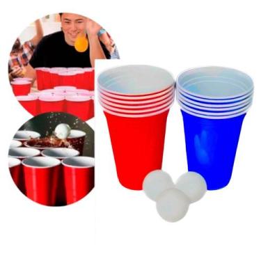 Imagem de Kit Beer Pong 12 Copos 400ml E 3 Bolinhas Jogo Pong Cerveja Envio Imed