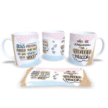 Imagem de Canecas de Porcelana Personalizada Páscoa Encanto e Doçura em Cada Gole