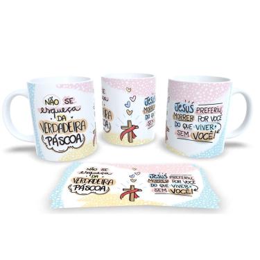 Imagem de Canecas de Porcelana Personalizada Páscoa Encanto e Doçura em Cada Gole