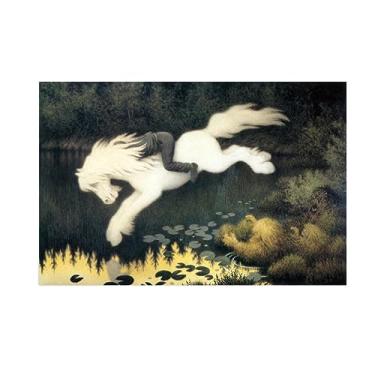 Imagem de Theodor Kittelsen Famosas pinturas a óleo Tela arte de parede impressão de imagem reprodução em tela 'Gutt Paa Hvit Hest'artwork Impressão de paisagem pôster para decoração de parede de quarto 85 x