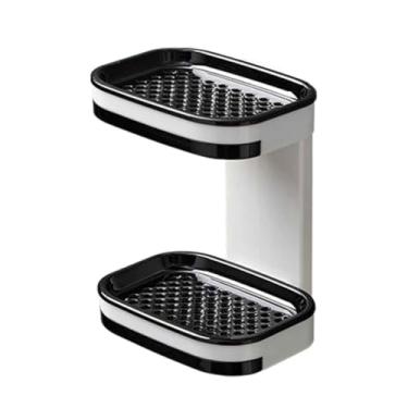 Imagem de Saboneteira Dupla 2 Camada Caixa De Sabão Para Banheiro Com Suporte Parede Adesiva Sem Perfuração