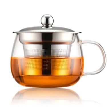 Imagem de PARACITY Xícara de chá com infusor e tampa, xícara de chá de vidro de vidro resistente ao calor, caneca de chá de 368 ml, xícara de chá transparente para chá solto, chá florescendo, saquinho de chá, xícara de chá com filtro para família diária