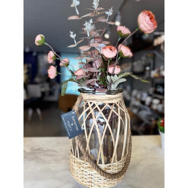 Imagem de Vaso Bahamas em vidro com fibras sinteticas D21,5xA30cm