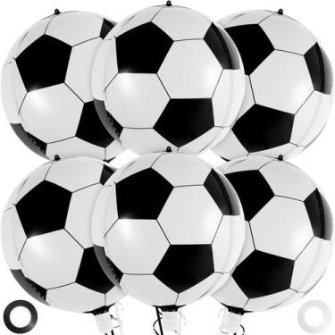 Imagem de Balões de Futebol AIQINHU - 6 Peças, 22cm, Metalizados