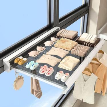 Imagem de Varal De Roupas Montado Na Parede Varal De Roupas Retrátil Invisível Sem Perfuração Secagem De Meias E Roupas Íntimas, Material De Alumínio Espacial, Boa Permeabilidade Ao Ar(White,60CM)