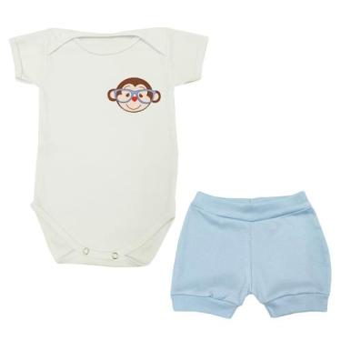 Imagem de Conjunto Body Bebê Manga Curta Macaco de Óculos + Shorts - Generic, PP