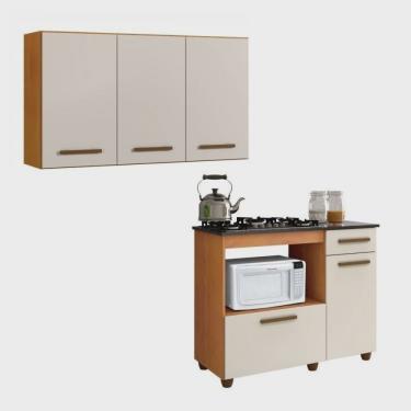 Imagem de Conjunto Armário Aéreo 3 Portas e Balcão para Cooktop 4 Bocas 2 Portas 1 Gaveta