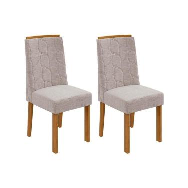 Imagem de Kit 2 Cadeiras De Cozinha Astrid 2 Un Amêndoa Linho Rústico Lopas