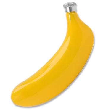 Imagem de Cantil para mulheres e homens 100 ml em forma de banana frasco de aço inoxidável com tampa de vedação portátil engraçado garrafa anca