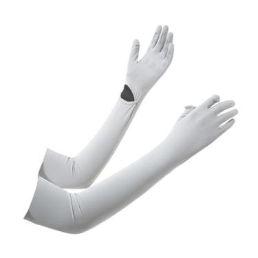 Imagem de menolana Tampas de braço solar as mangas do braço de apartamento completo Luvas solares de verão de verão Luvas de proteção solar para o campo de golfe, Cinza