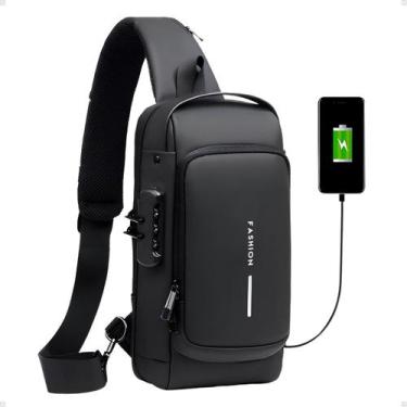 Imagem de Mochila Shoulder Bag Transversal Impermeável Com Cadeado E Usb Bolsa T