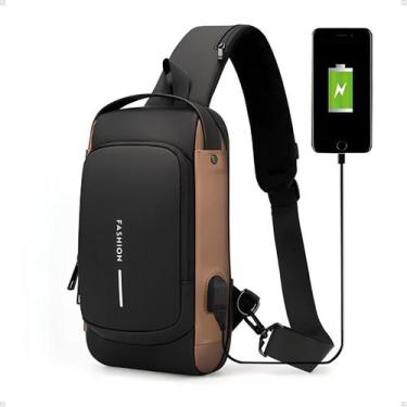 Imagem de Mochila Shoulder Bag Transversal Impermeável Com Cadeado E Usb Bolsa T