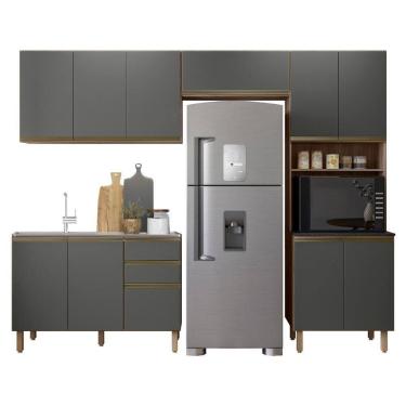 Imagem de Armário De Cozinha 4 Peças E Pia 120cm Lita N03 Carvalho/grafite - Mpozenato