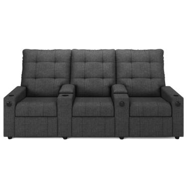 Imagem de Poltrona De Cinema Reclinável 3 Lugares Baú Usb Mallie Fh9 Linho Grafite - Mpozenato