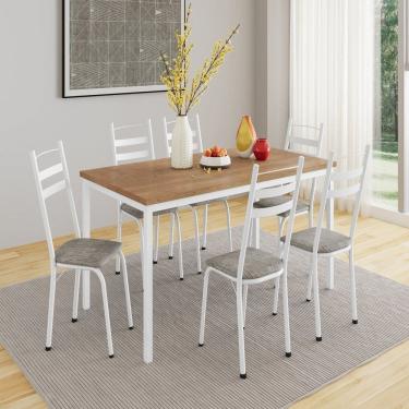Imagem de Conjunto de Mesa com 6 Cadeiras Adriana Branco/Grafiato/ Demolição
