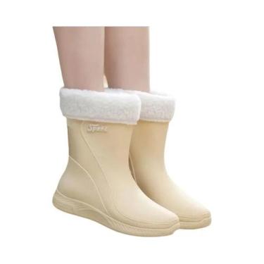 Imagem de Botas de Chuva Femininas de Borracha com Forro de Lã - Antiderrapantes