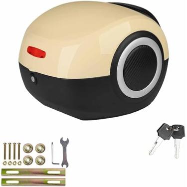 Imagem de Top Case Motocicleta, 20l Top Case Para Scooter, Caixa De Bicicleta Para Bagageiro, Estojo De Motocicleta Com Trava De Segurança, Resistente Durável, Beige