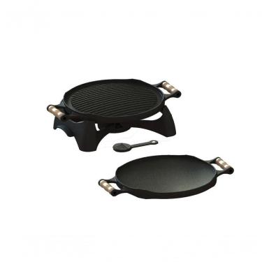 Imagem de Rechaud Bifeteira Redondo Dupla Face Ferro Fundido 33Cm