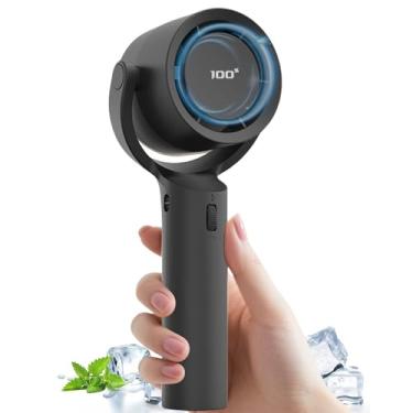 Imagem de Ventilador turbo portátil portátil, operado por bateria, mini ventilador de rotação de 230° com velocidade de vento de 100, visor digital de LED, ventiladores pessoais 3 em 1, presentes para mulheres