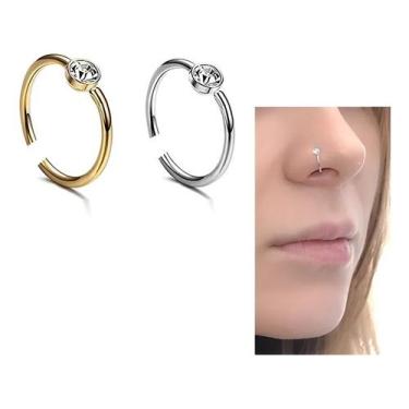 Imagem de Piercing De Nariz Argola Ponto Luz Aço Cirúrgico E Zircônia - Lazer e 