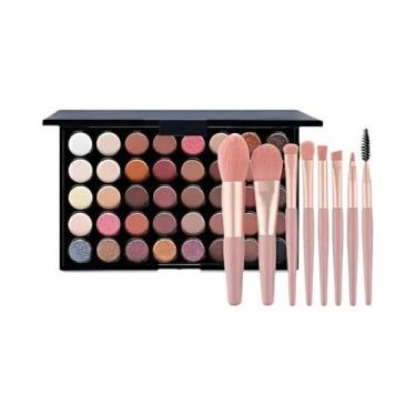 Imagem de Paleta De Sombras Com 40 Cores Brilhantes, Fosca, À Prova D'água, Kit 
