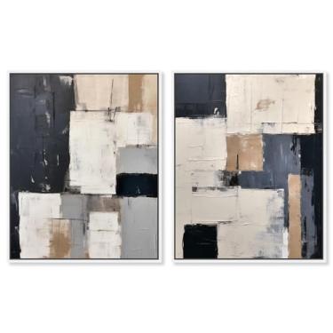 Imagem de Art Remedy Conjunto de tela de carvão vegetal com 2 arte moderna elegante, moldura branca, 61 x 76 cm
