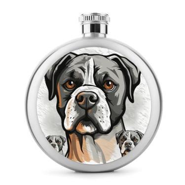 Imagem de Cantil de aço inoxidável, impressão de cabeça de buldogue americano, clássico, cantil, garrafa de viagem, portátil, cantil de metal