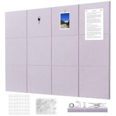 Imagem de G Gamit Quadro de avisos de parede de feltro grande quadro de cortiça alternativo pacote com 12 30 x 30 x 1,2 cm placa de feltro com abas adesivas removíveis seguras para escritório em casa escola 48