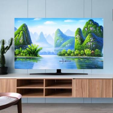 Imagem de Capa de TV Cobertura contra poeira de TV para LCD LED Colorido Poliéster Televisão Protetores de TV/Computador Capa Protetora de Tela Interior Quarto Decoração de Sala de Estar Azul-2||55 polegadas